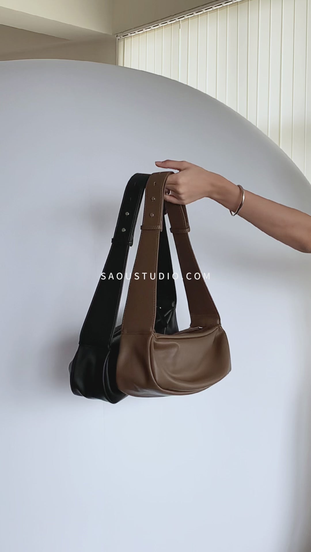 PU Soft Leather Pillow Bag in Brown