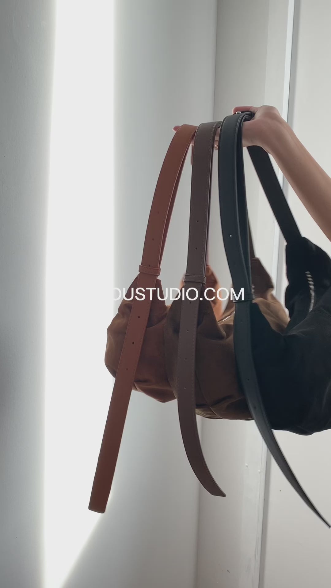 Vintage Suedette Dumpling Bag in Khaki