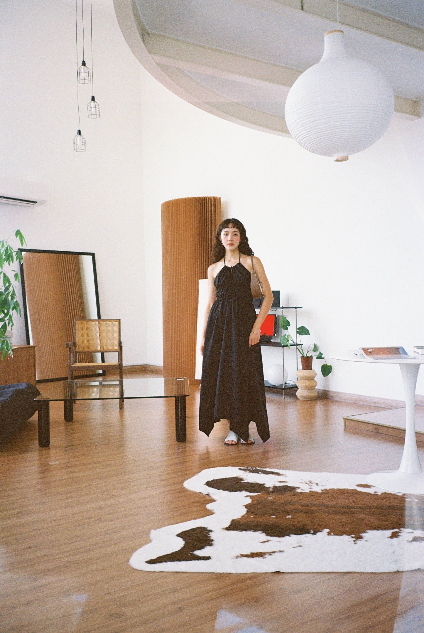 Asymmetrical Slip Dress in Classic Black