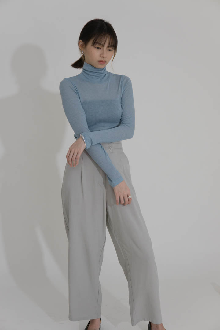 High waist wide leg pants light green
