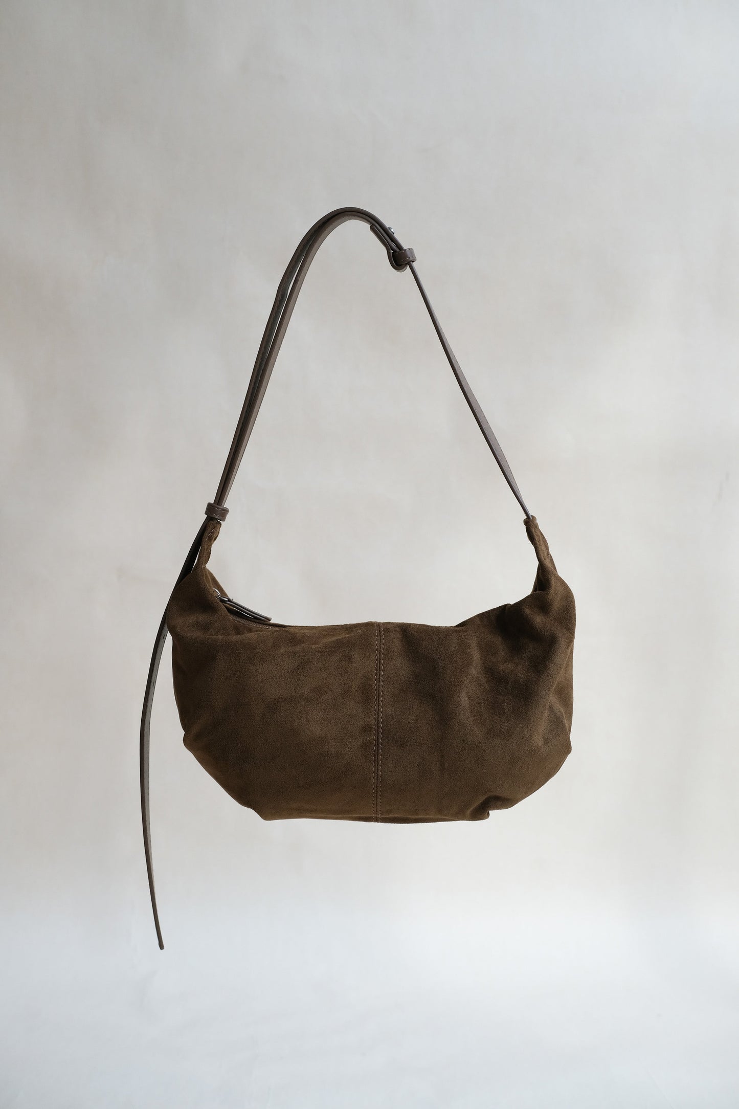 Vintage Suedette Dumpling Bag in Khaki