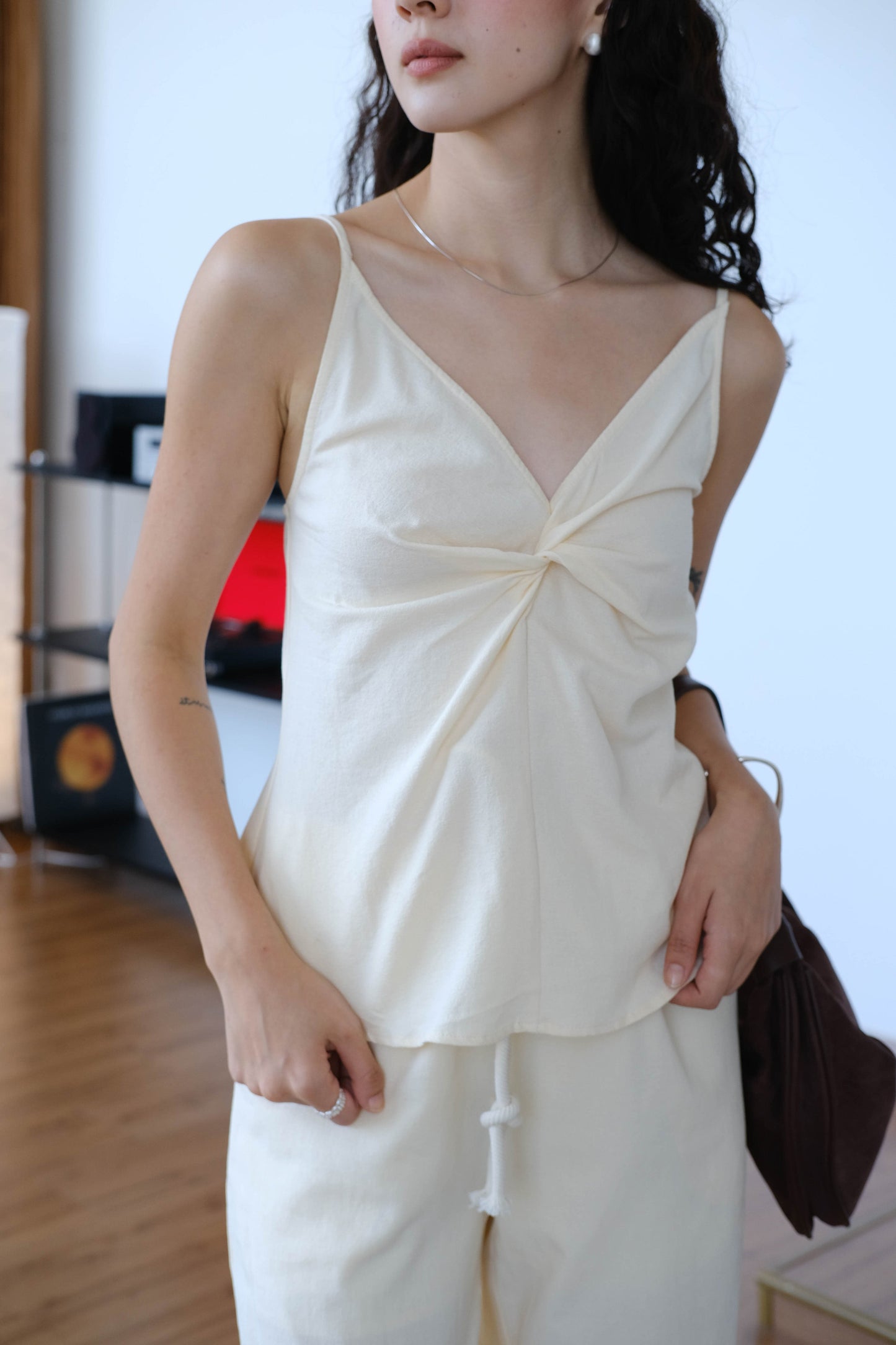 Twist Camisole In Cream White