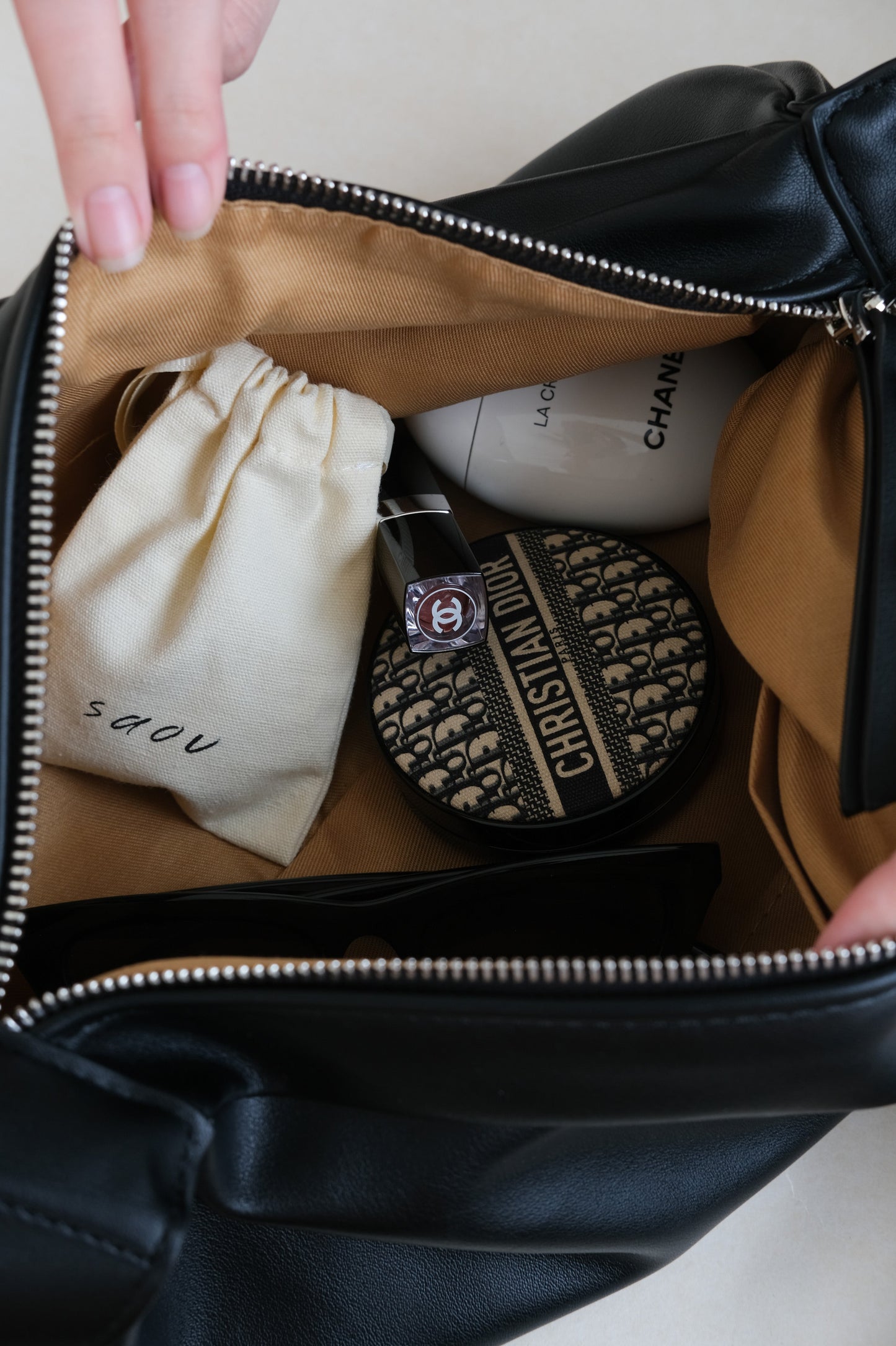 PU Soft Leather Pillow Bag in Classic Black