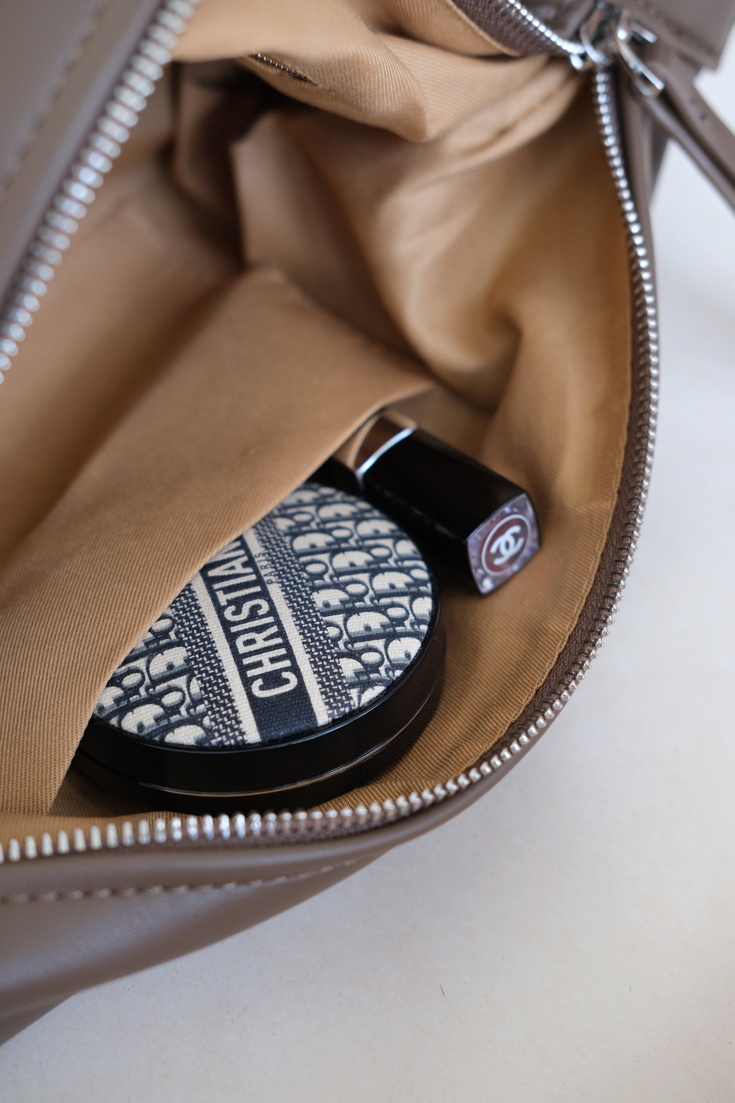 PU Soft Leather Pillow Bag in Mud Color