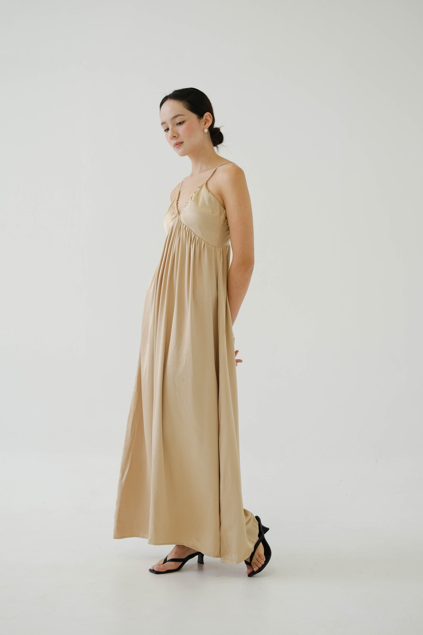 V-neck Sleeves Tank Top Dress In Custard Yellow