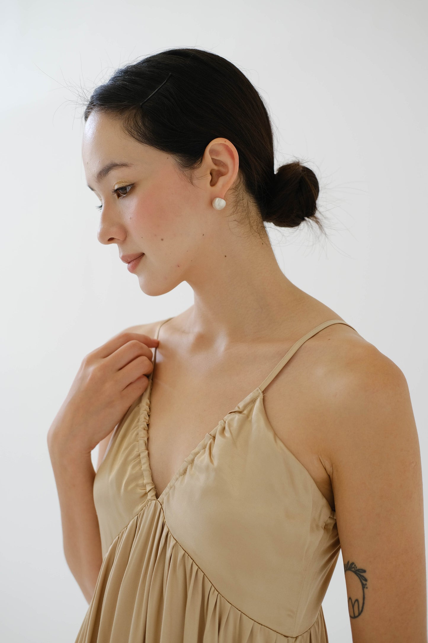 V-neck Sleeves Tank Top Dress In Custard Yellow