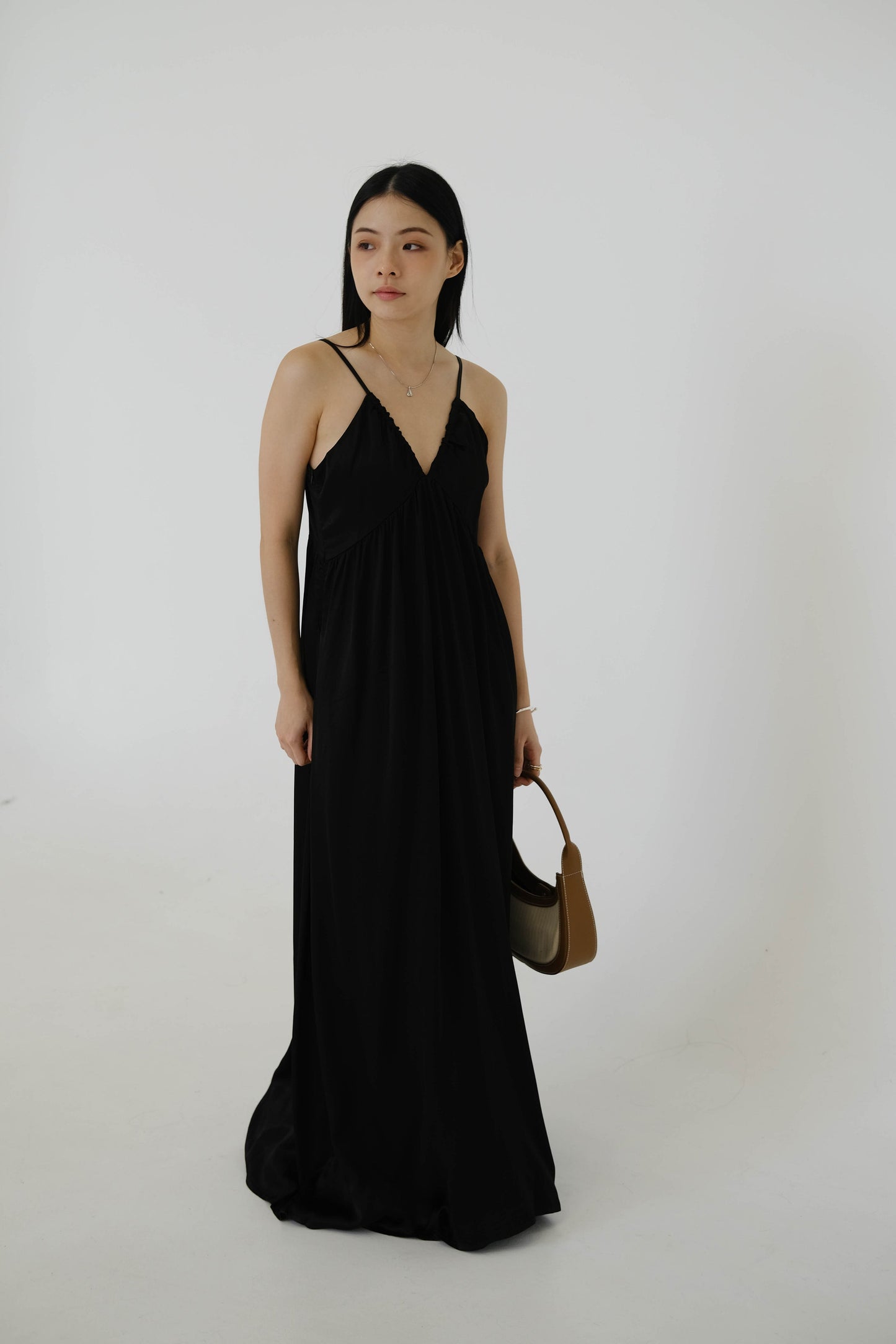 V-neck Sleeves Tank Top Dress in Classic Black