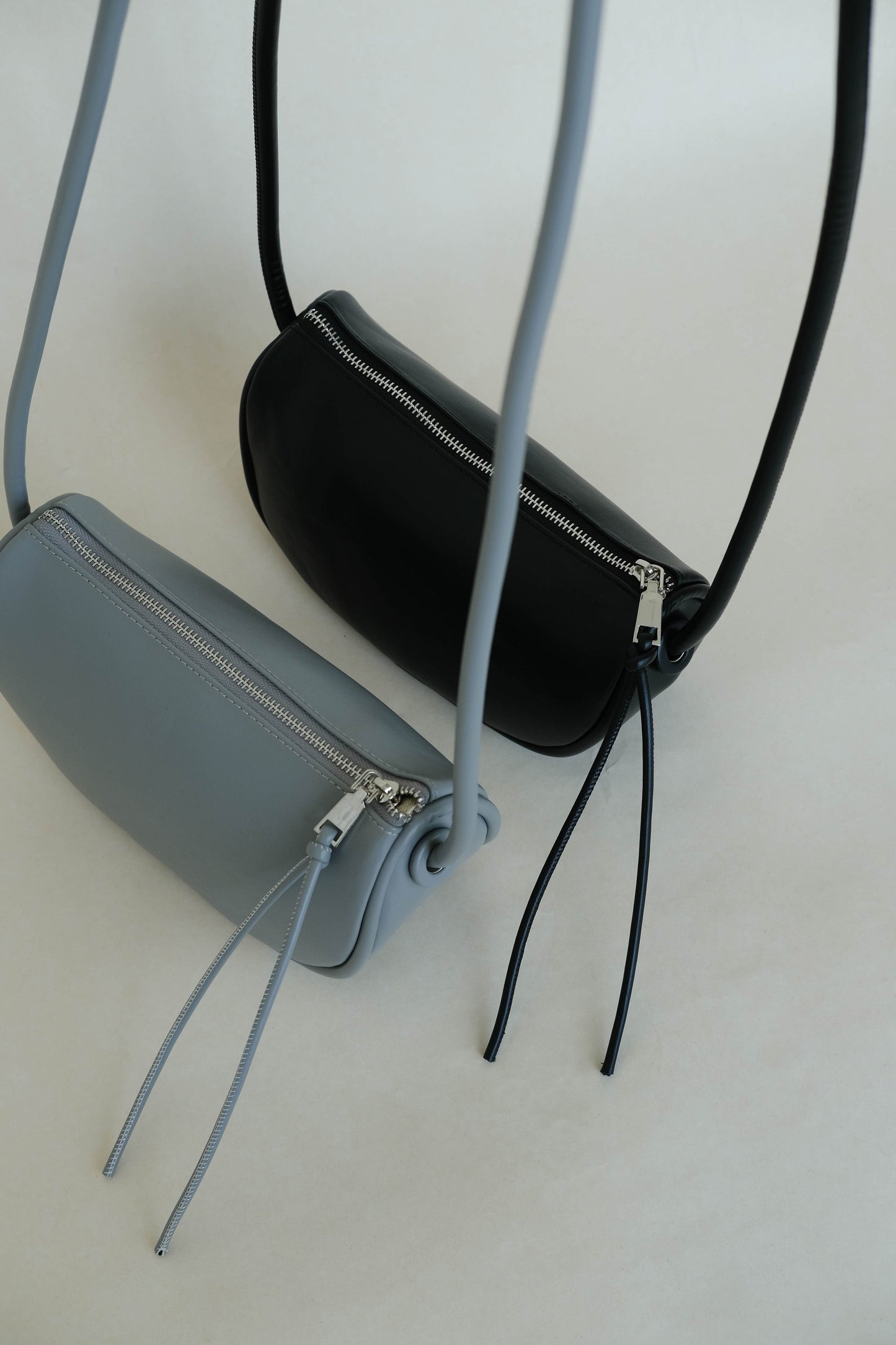Half-moon Saddle Shoulder Bag in Grey Blue