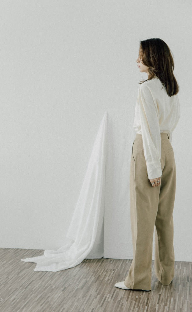 High waist wide leg suit trousers in khaki