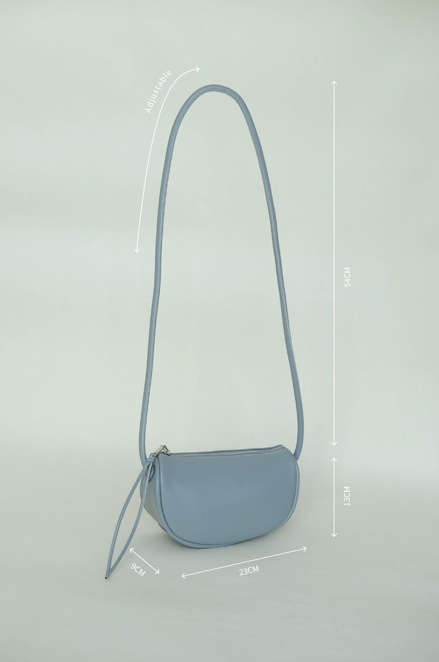 Half-moon Saddle Shoulder Bag in Grey Blue
