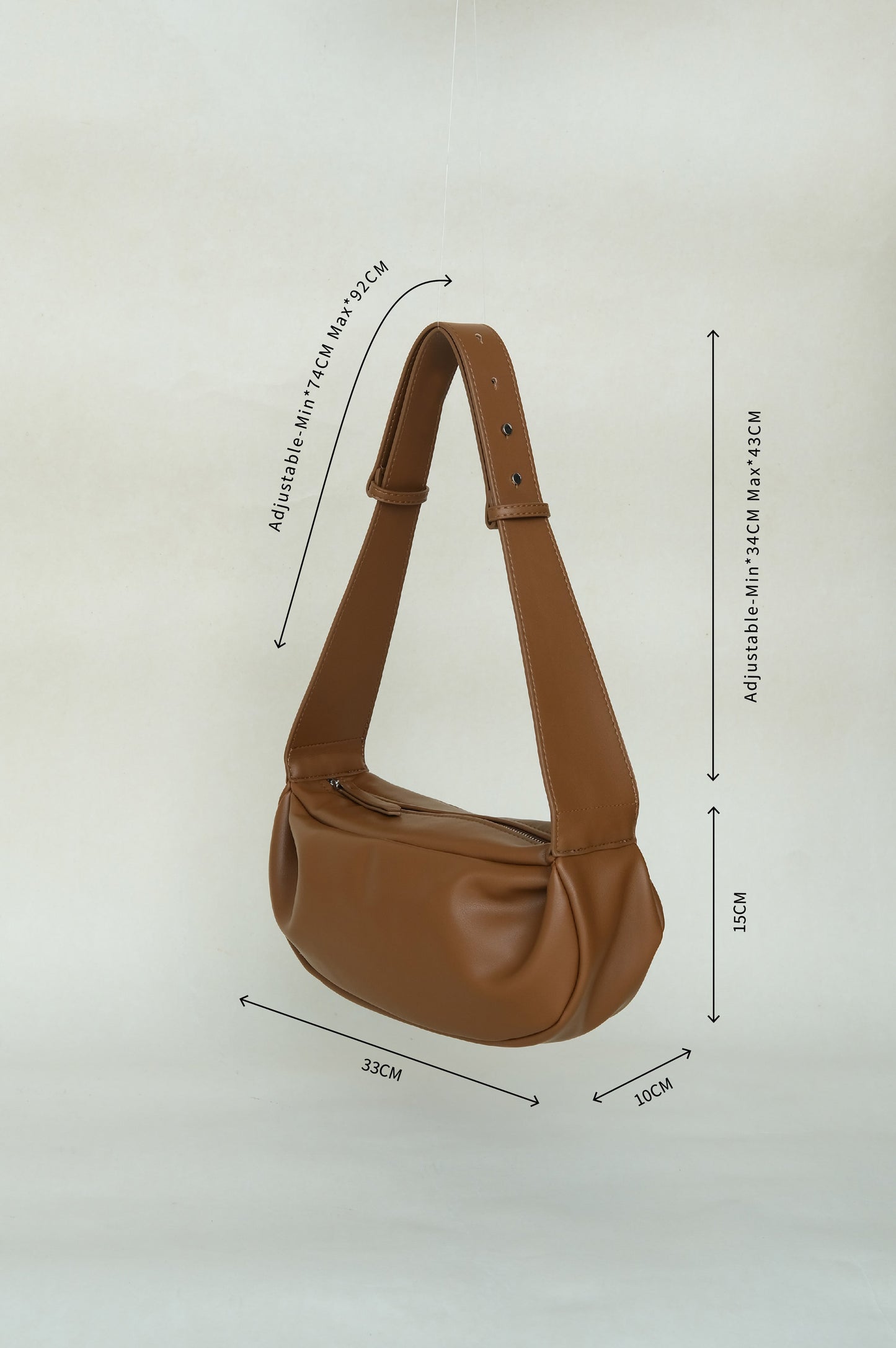 PU Soft Leather Pillow Bag in Brown