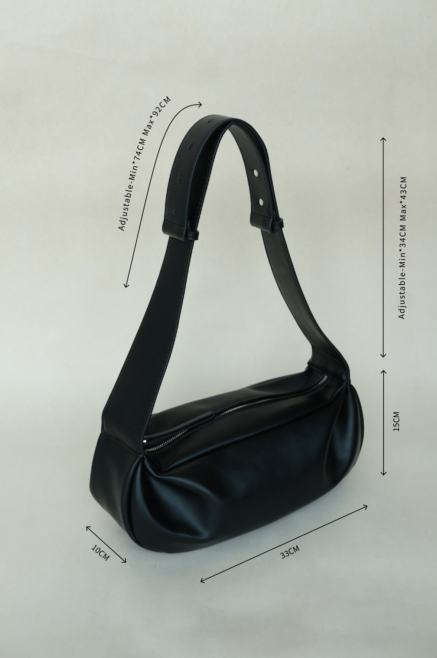PU Soft Leather Pillow Bag in Classic Black