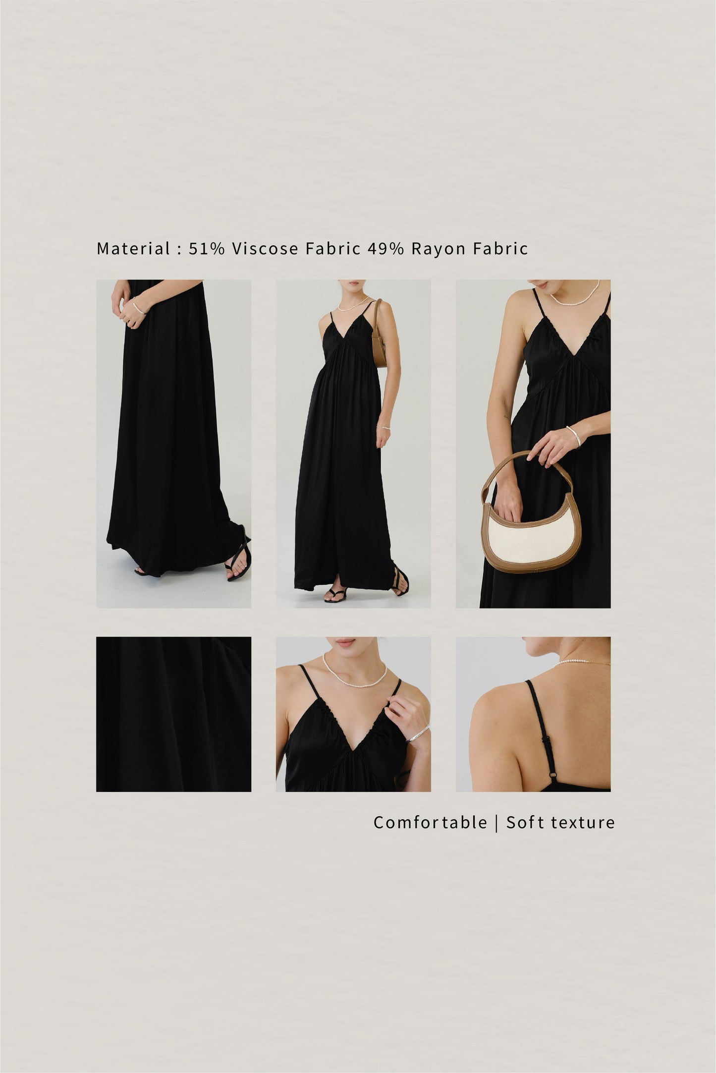 V-neck Sleeves Tank Top Dress in Classic Black