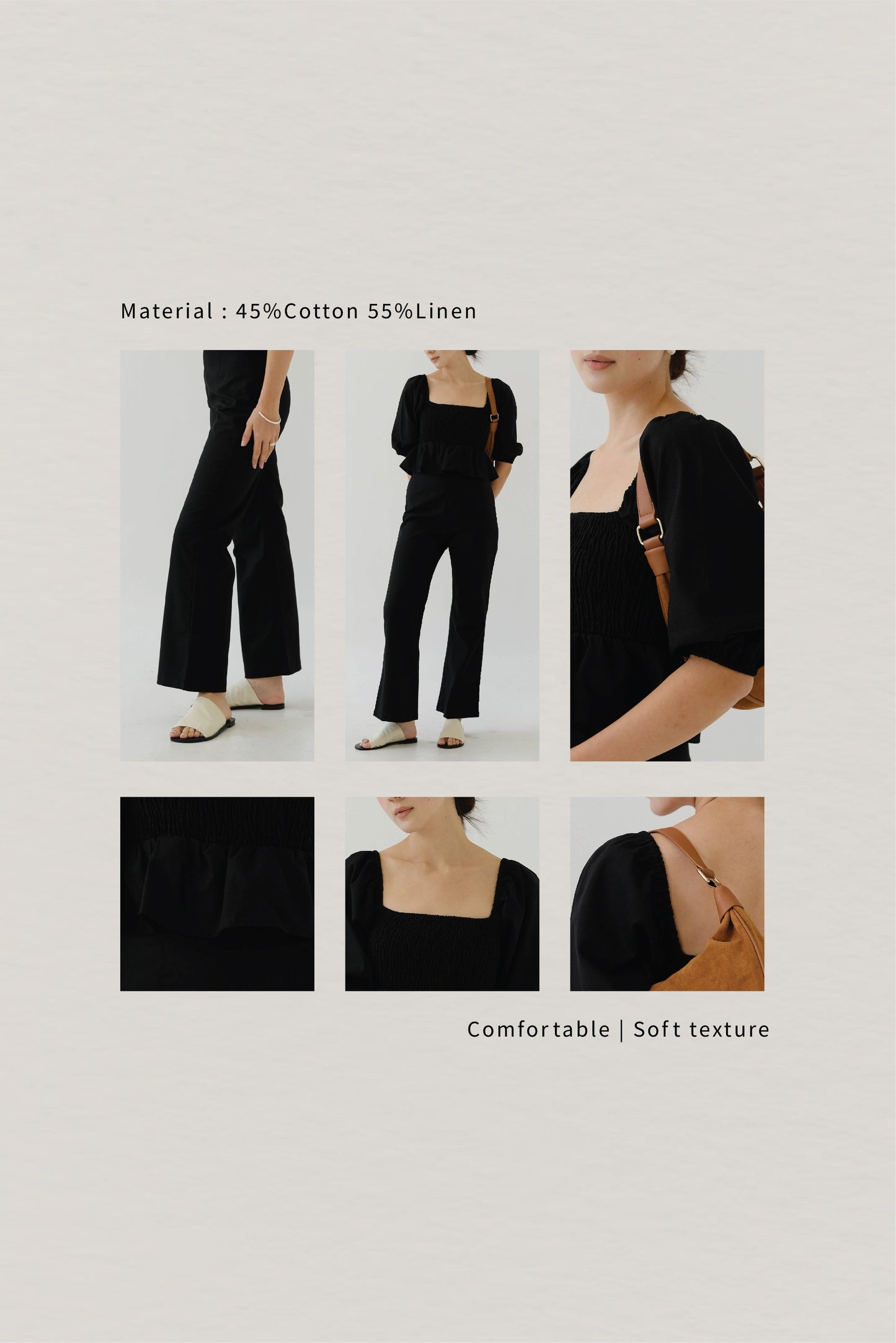 Square Neck Puff Sleeve Top In Classic Black