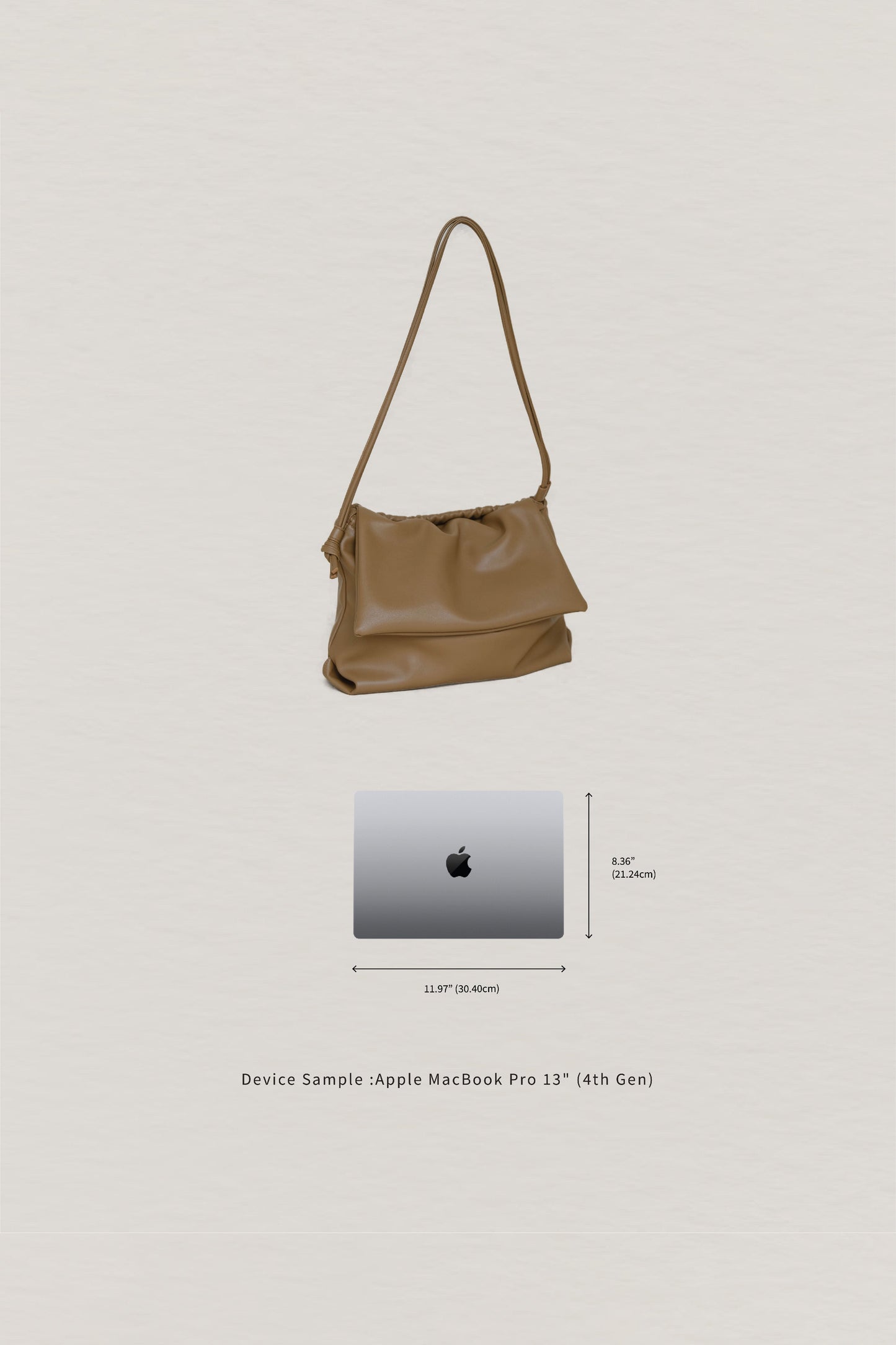Drawstring Pleated Large Capacity Shoulder Bag in Brown Color