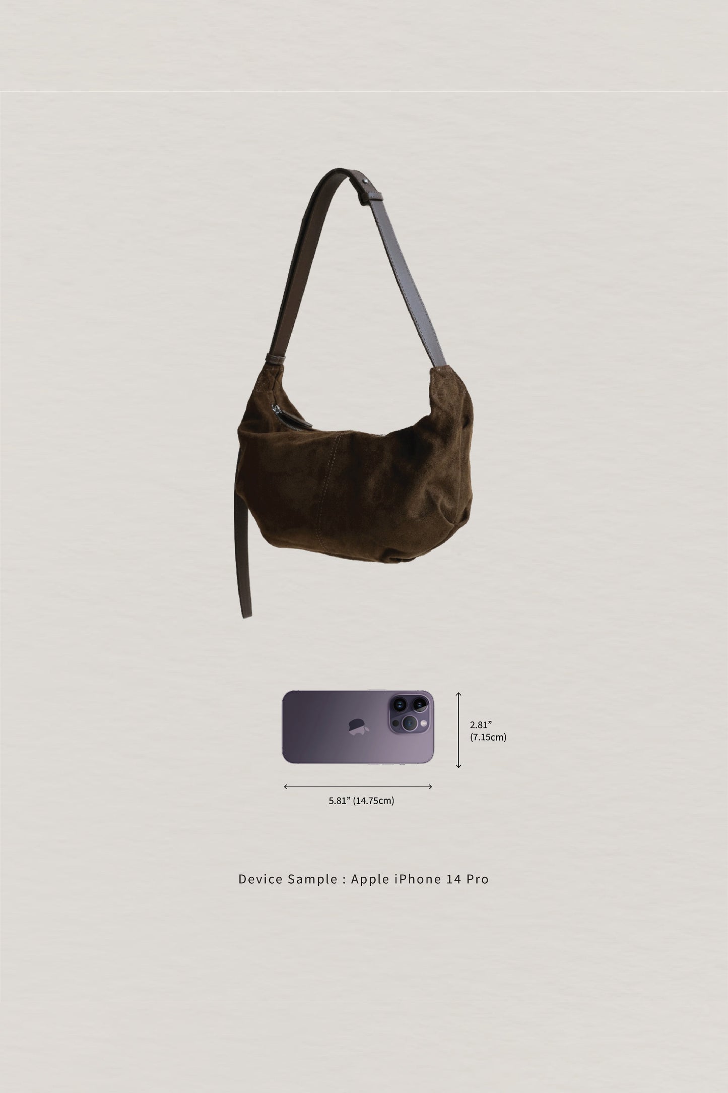 Vintage Suedette Dumpling Bag in Khaki