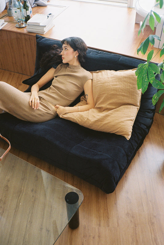 Woolen Short T-shirt in Brown