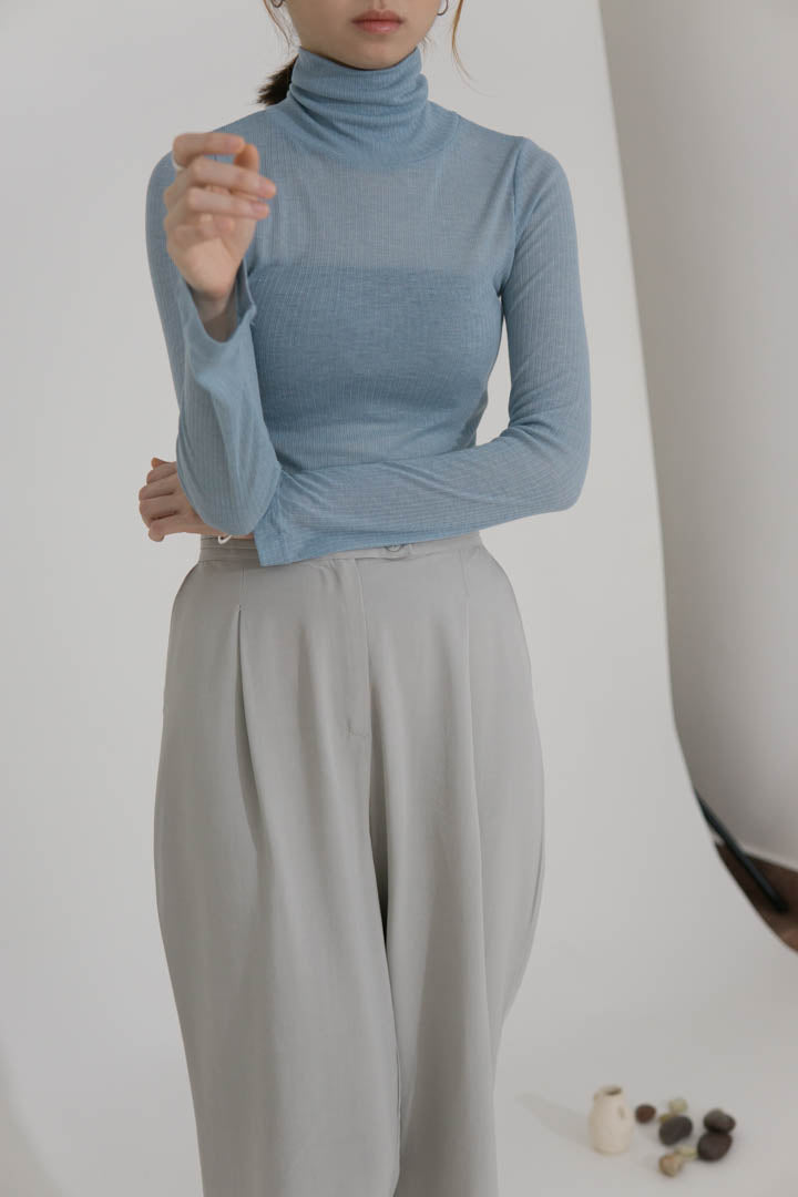 High waist wide leg pants light green