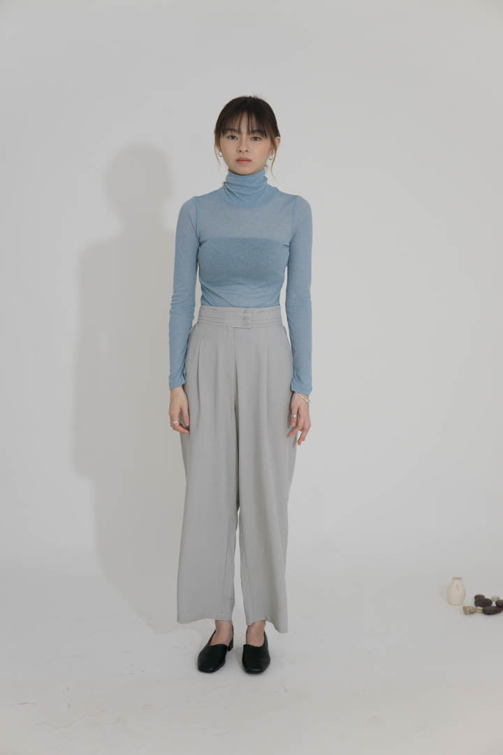 High waist wide leg pants light green