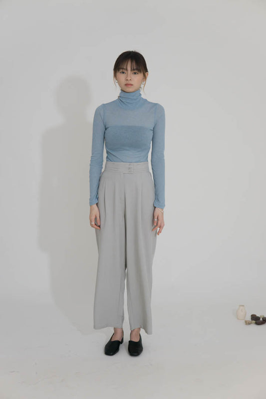 High waist wide leg pants light green