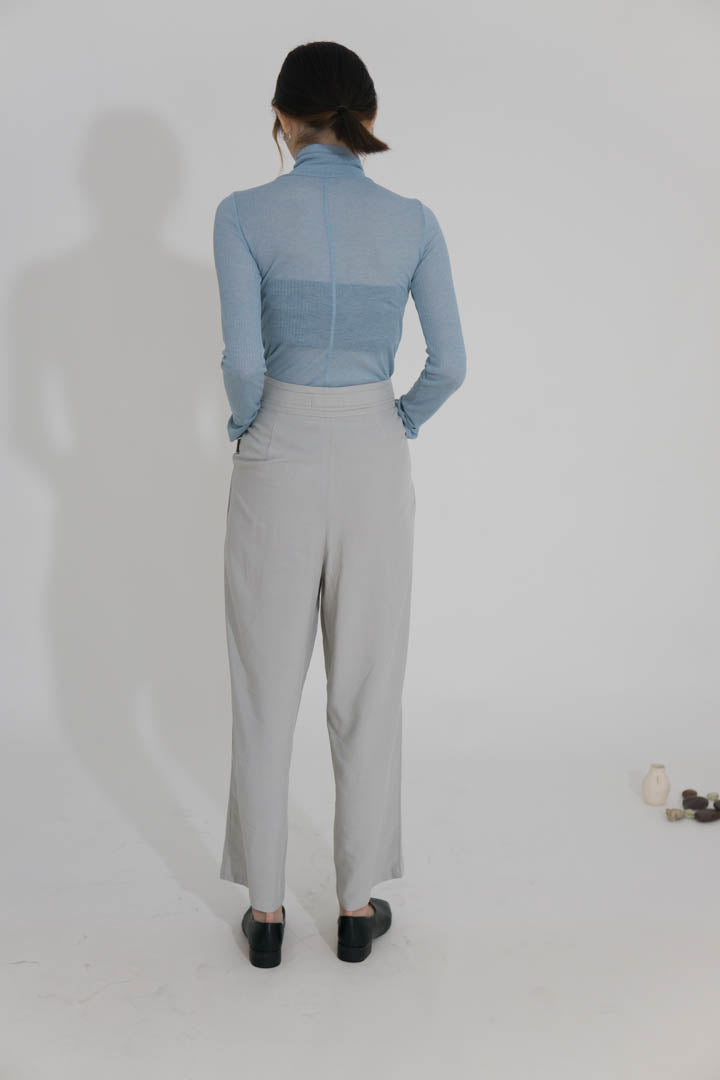 High waist wide leg pants light green