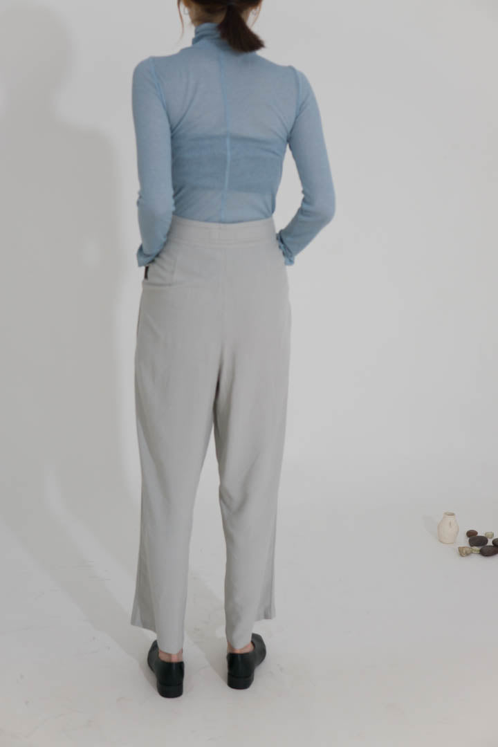 High waist wide leg pants light green