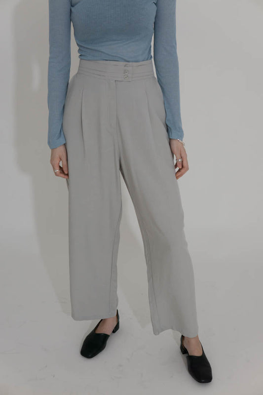 High waist wide leg pants light green