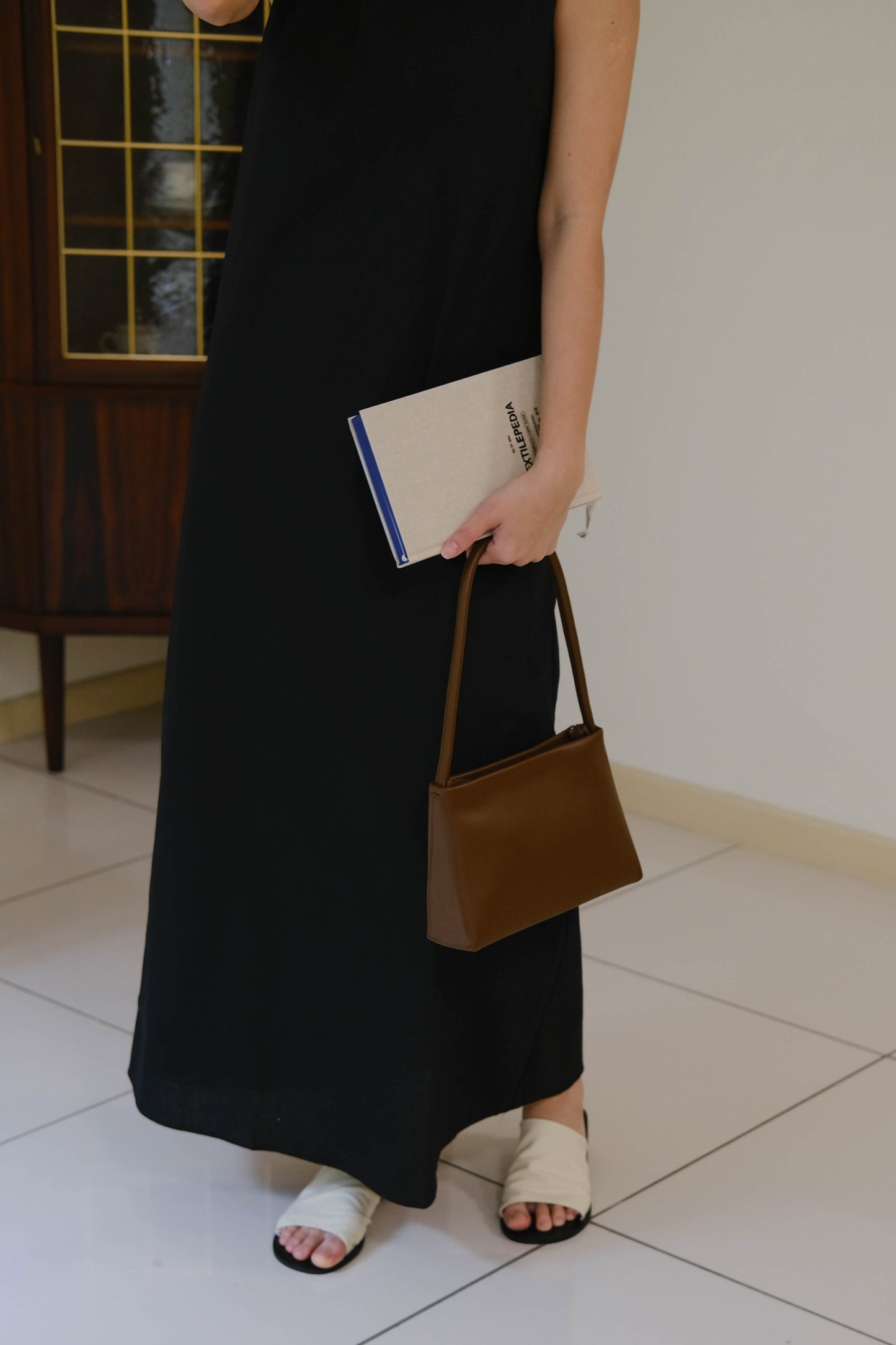 French Cotton Linen Tank Dress In Classic Black