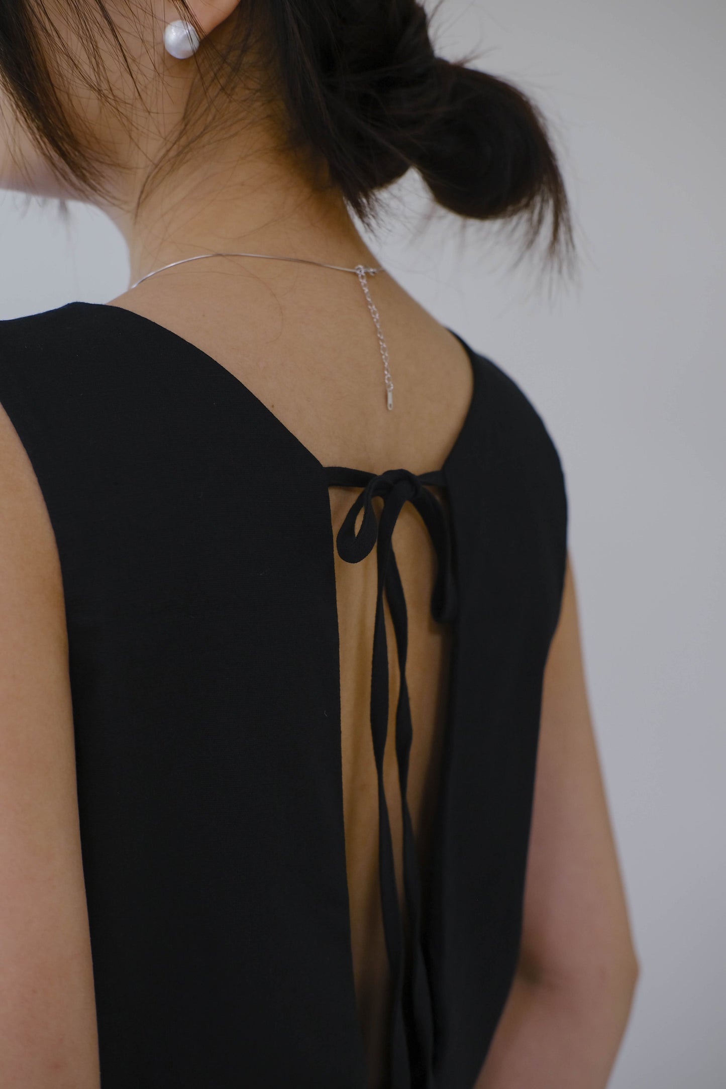 French Cotton Linen Tank Dress In Classic Black
