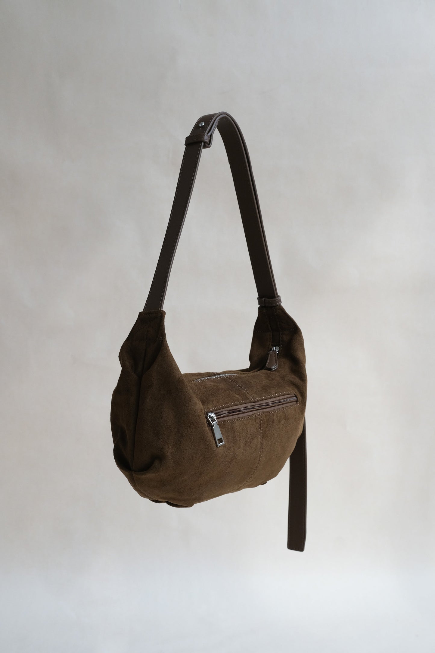 Vintage Suedette Dumpling Bag in Khaki