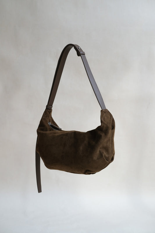 Vintage Suedette Dumpling Bag in Khaki