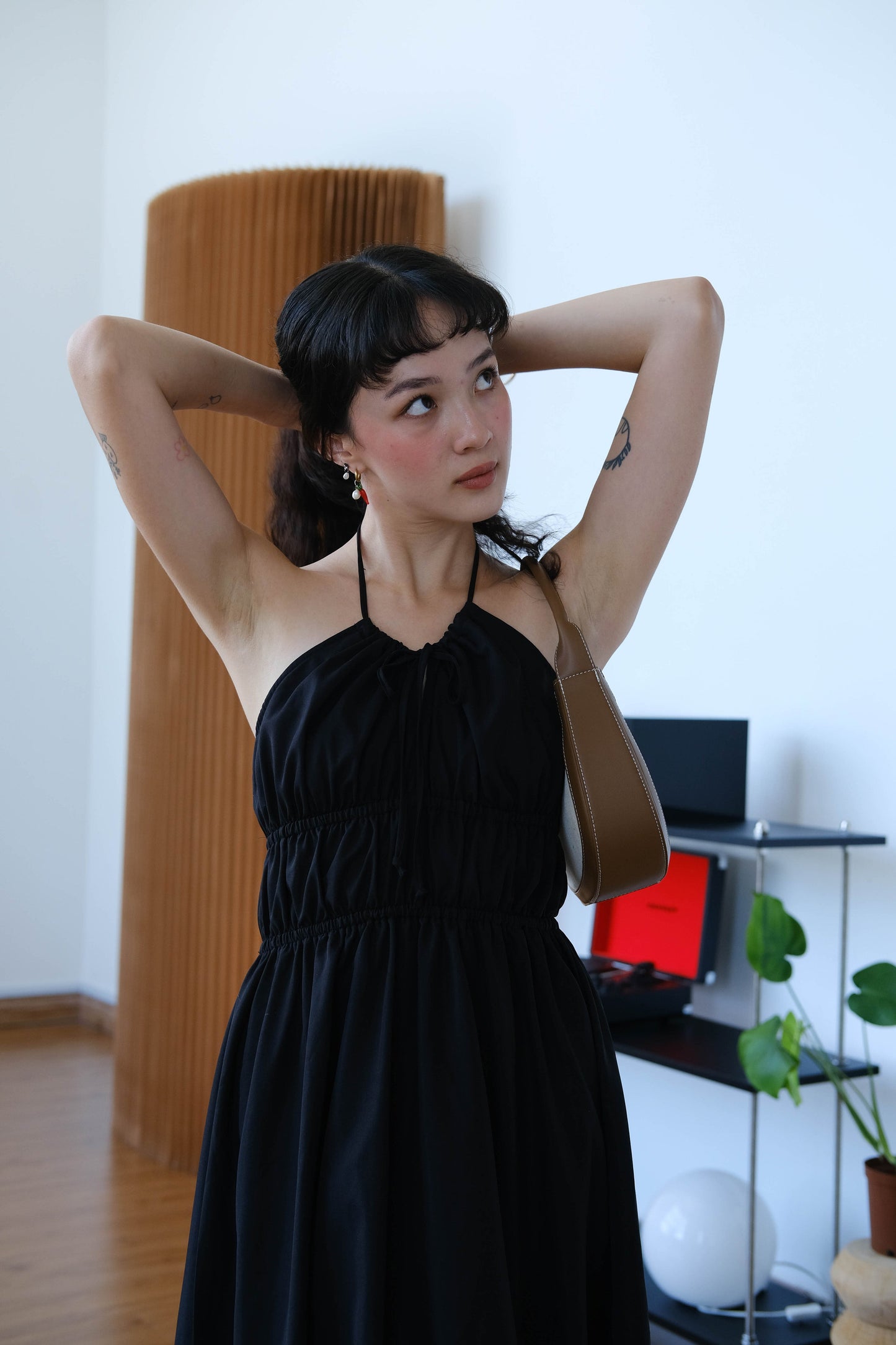 Asymmetrical Slip Dress in Classic Black