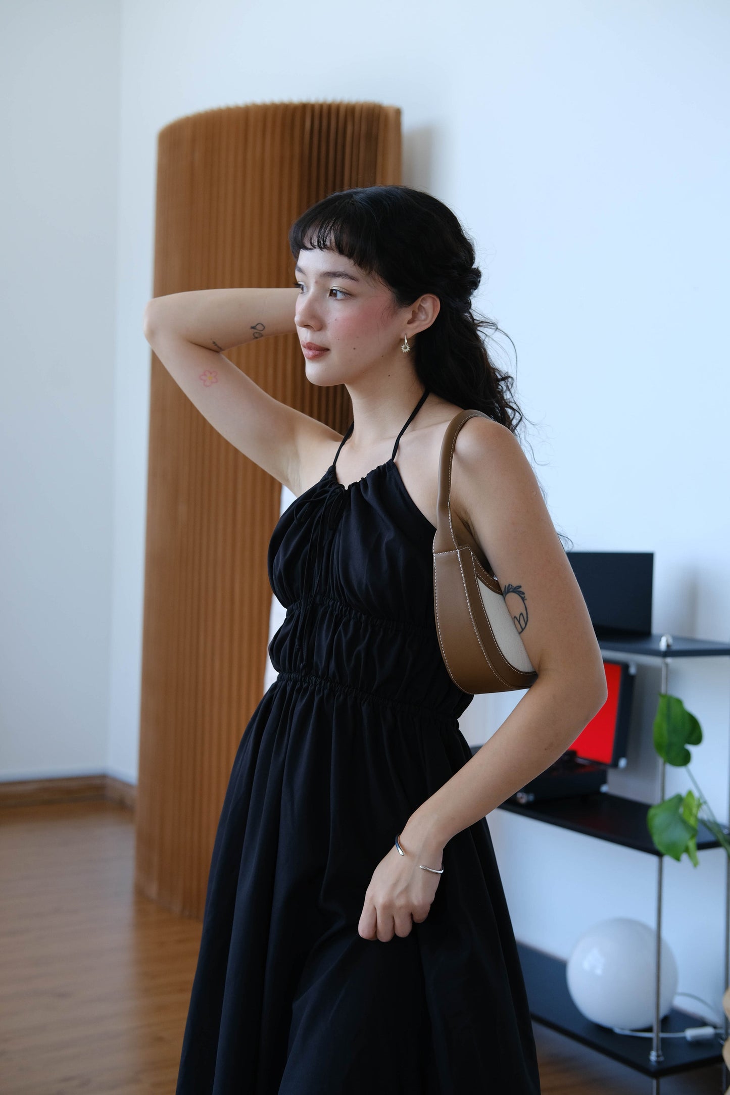 Asymmetrical Slip Dress in Classic Black