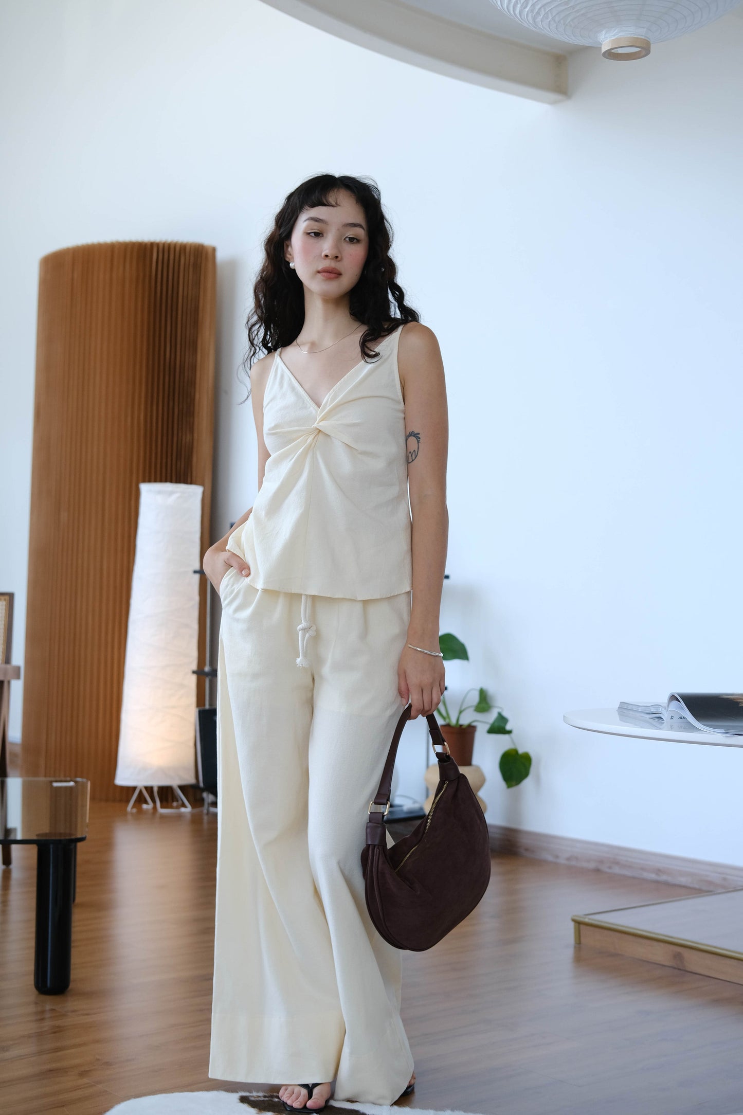 Twist Camisole In Cream White