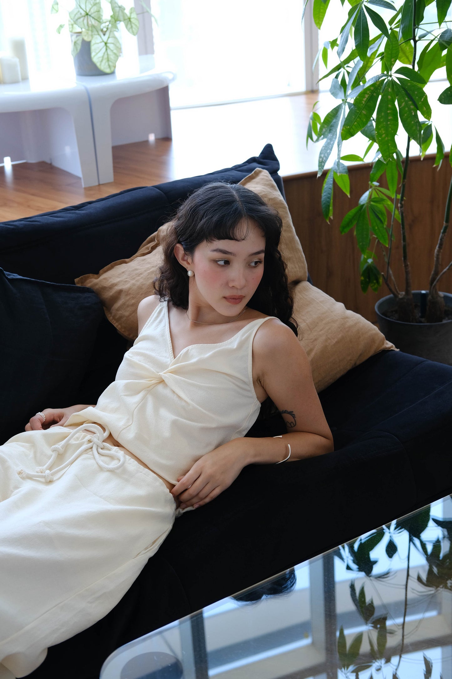 Twist Camisole In Cream White
