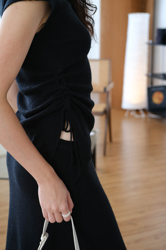 Woolen Short T-shirt In Classic Black