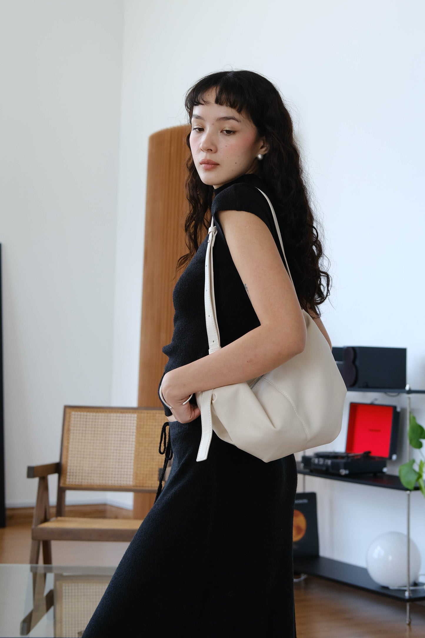Woolen Short T-shirt In Classic Black