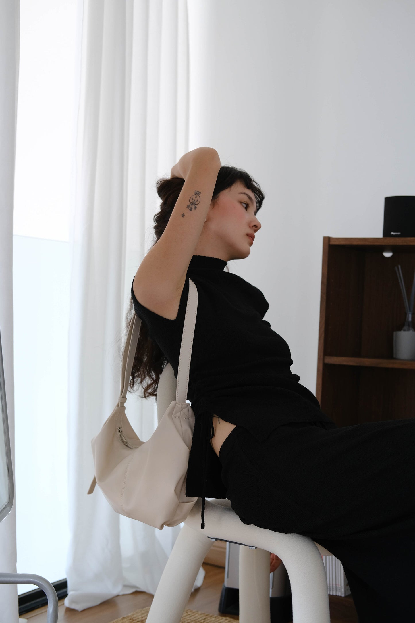 Woolen Short T-shirt In Classic Black