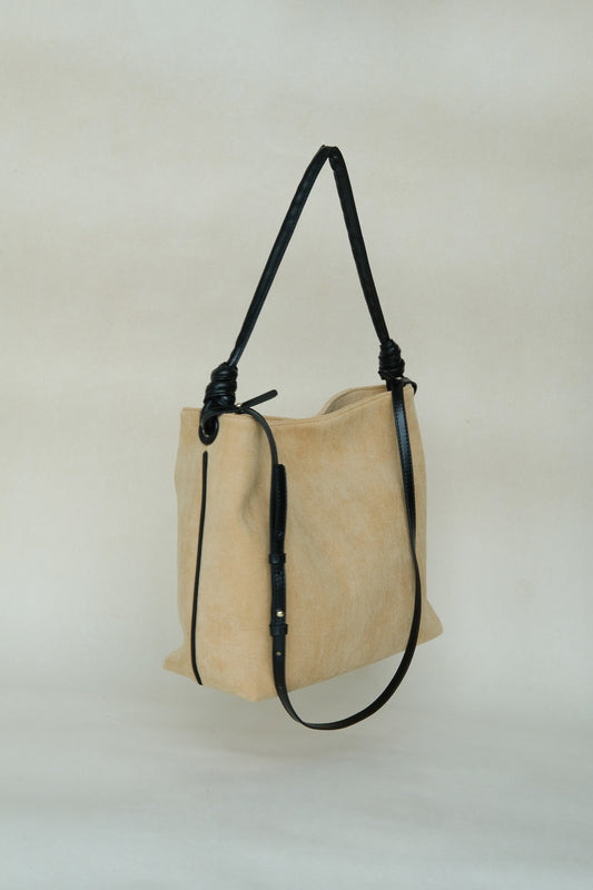 Suede Contrast Shoulder Tote