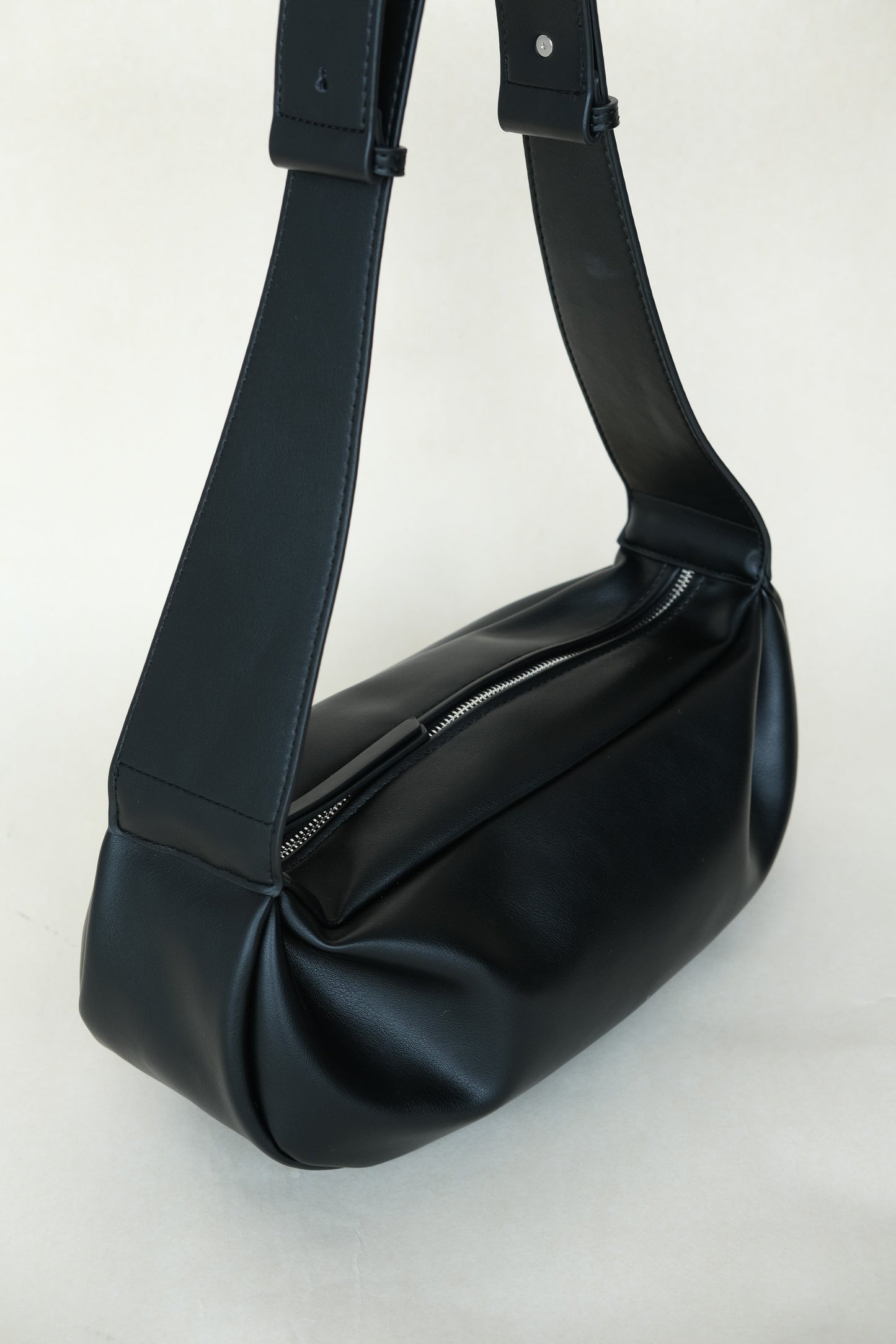 PU Soft Leather Pillow Bag in Classic Black