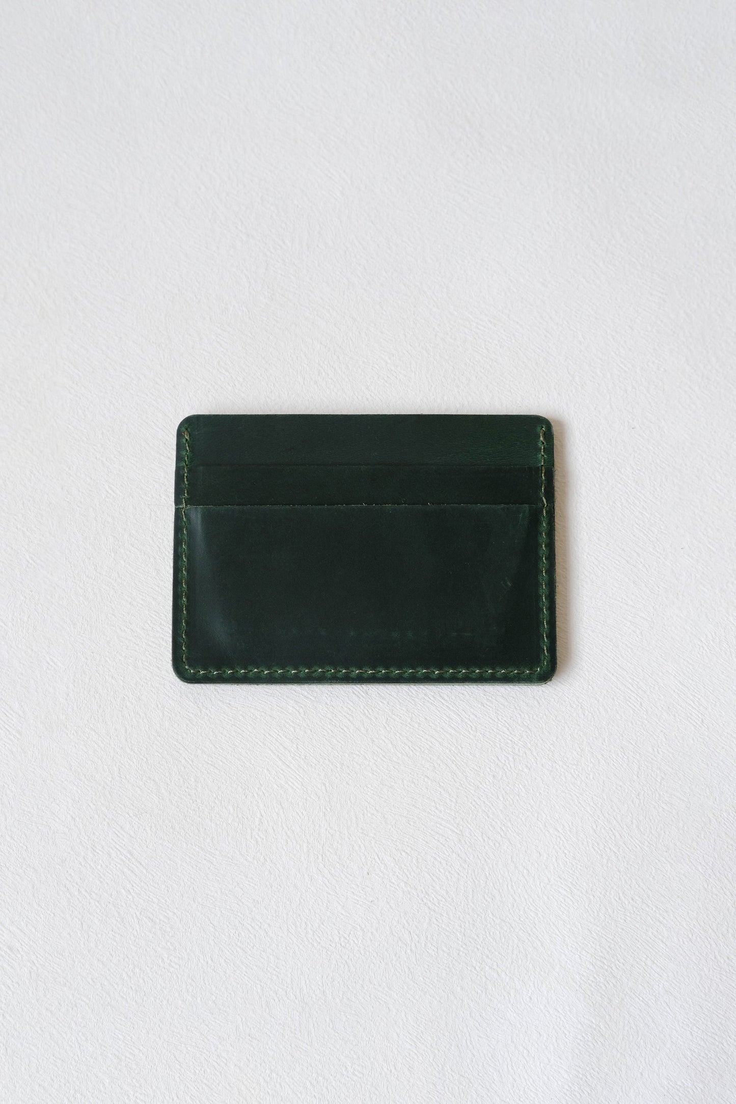 Handmade First Layer Cowhide Card Holder In Dark Green