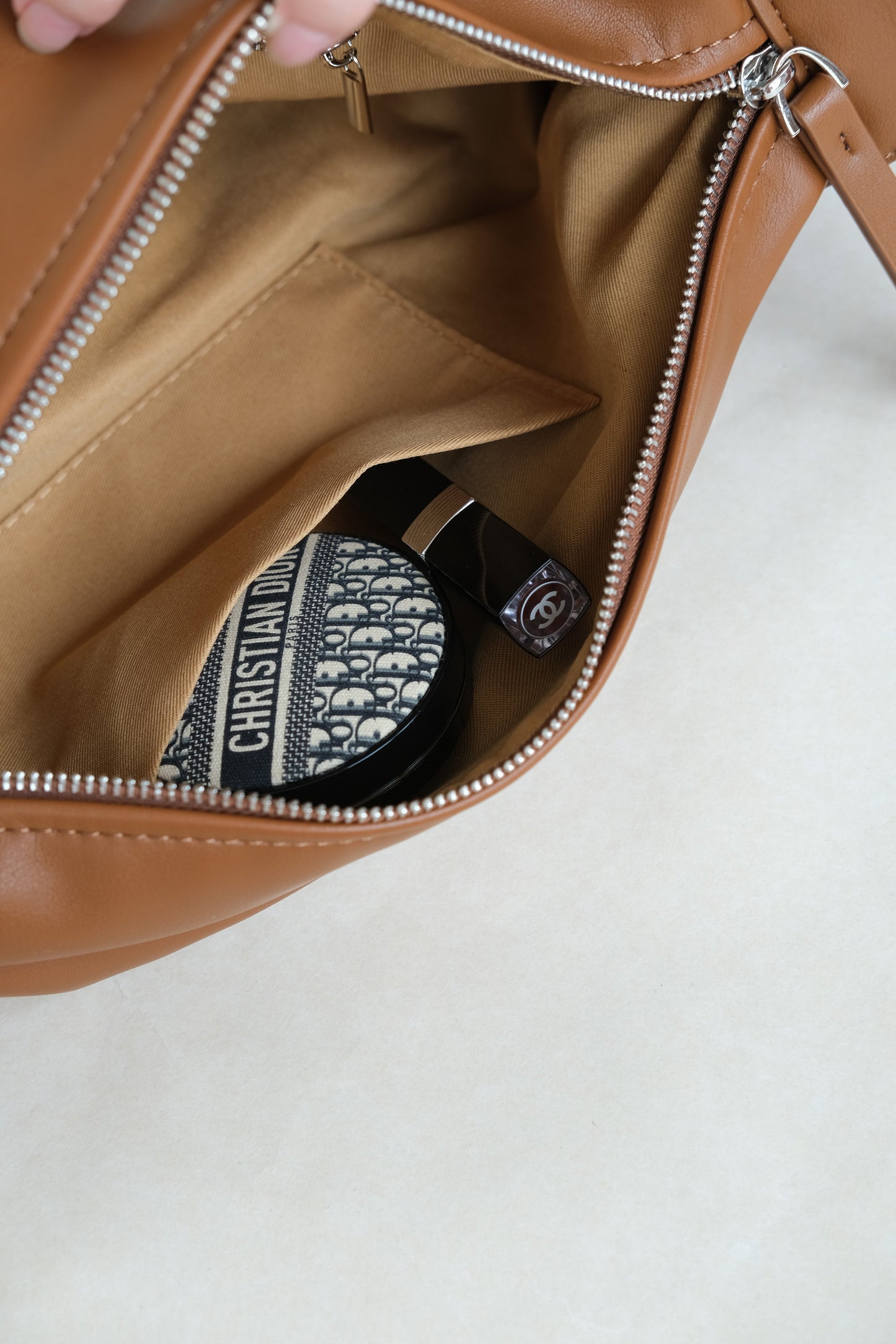 PU Soft Leather Pillow Bag in Brown