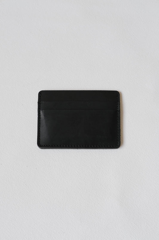 Handmade First Layer Cowhide Card Holder In Classic Black