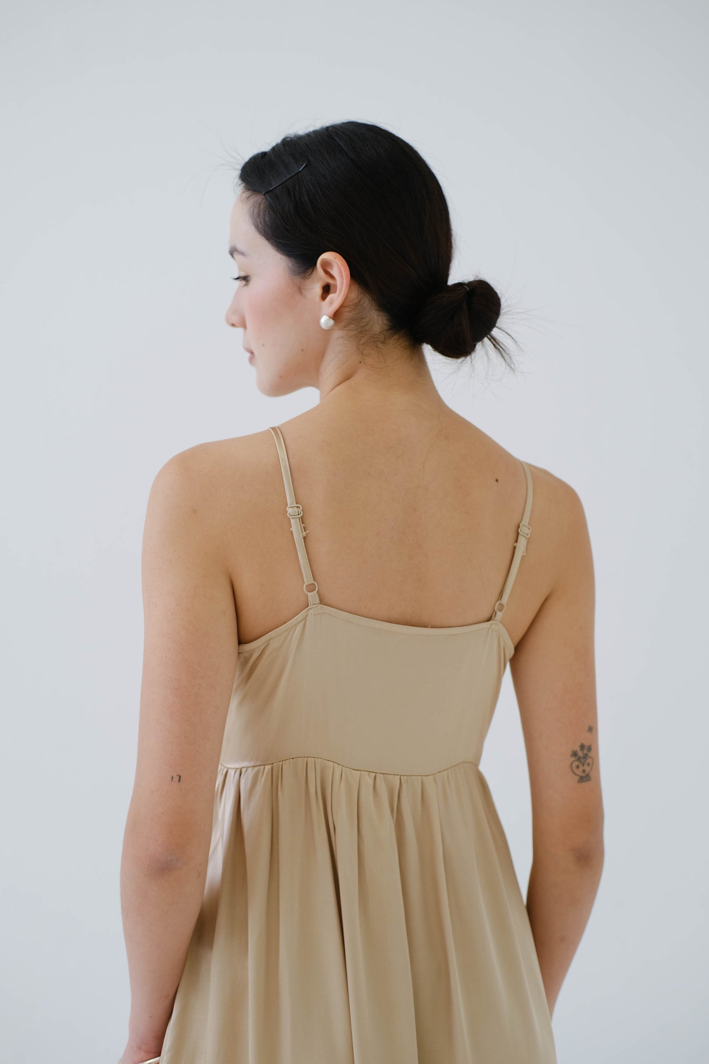 V-neck Sleeves Tank Top Dress In Custard Yellow
