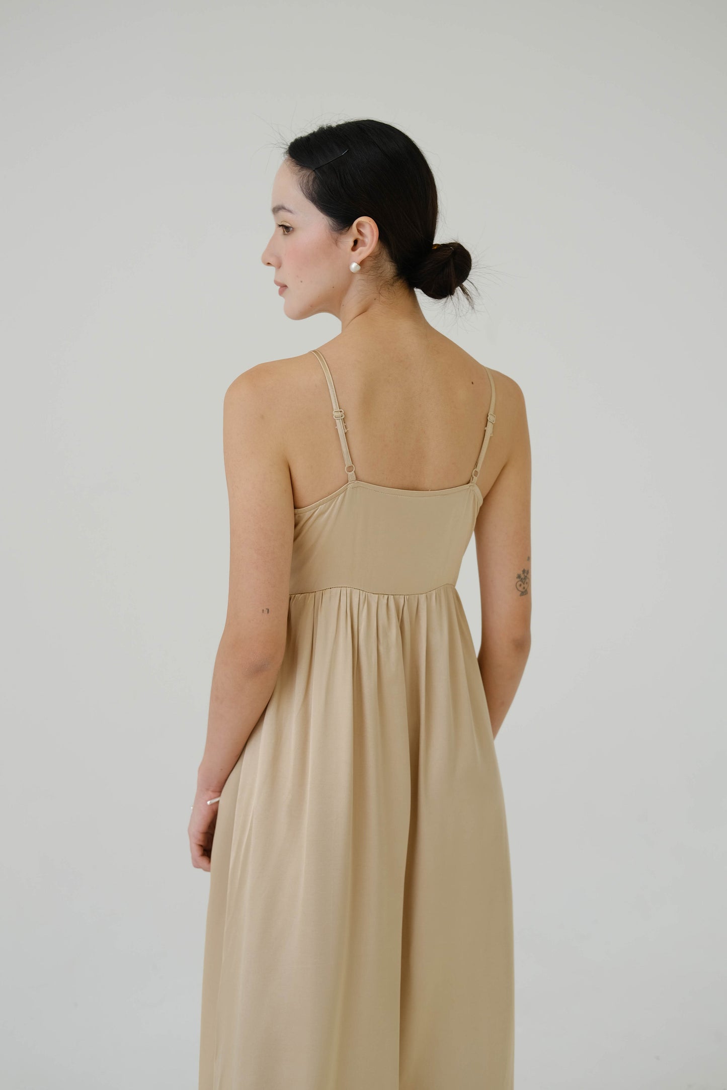 V-neck Sleeves Tank Top Dress In Custard Yellow