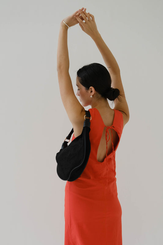 French Cotton Linen Tank Dress In Orange