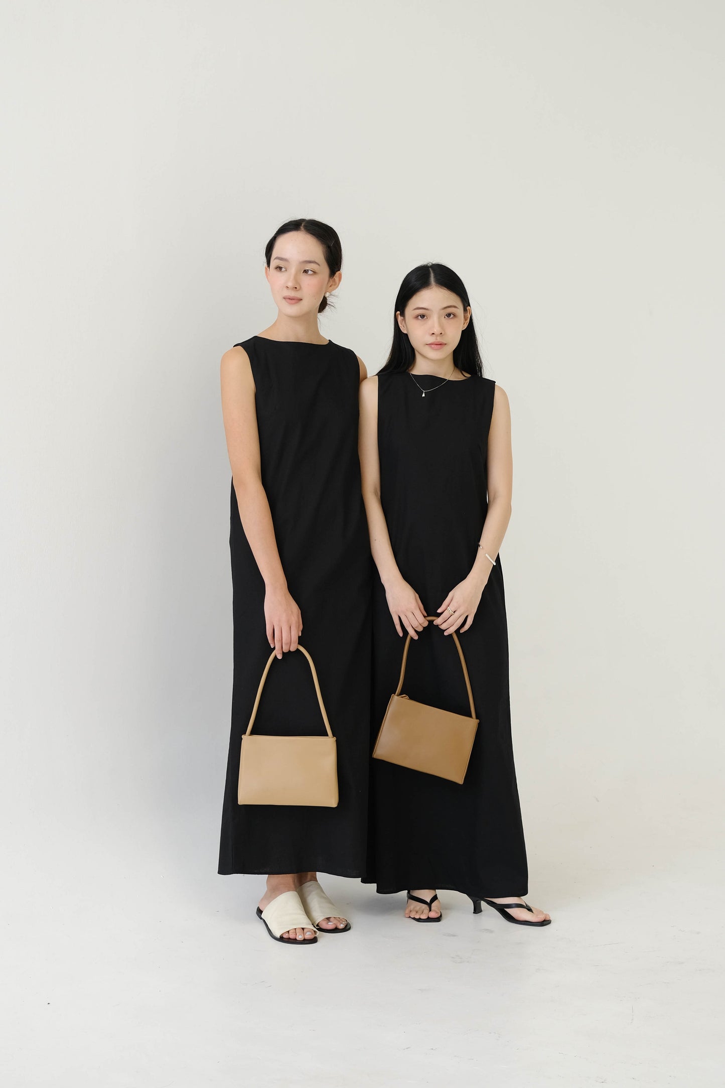 French Cotton Linen Tank Dress In Classic Black