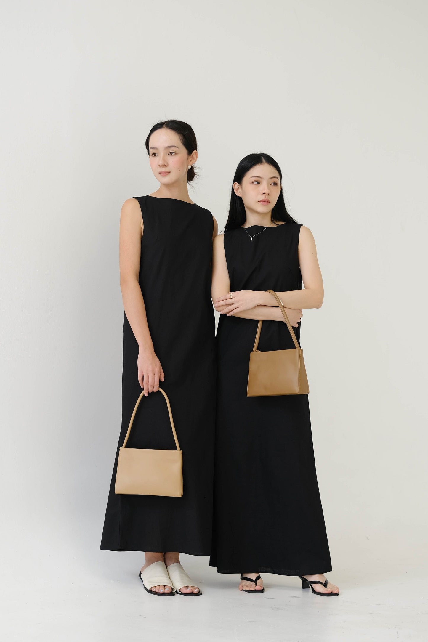 French Cotton Linen Tank Dress In Classic Black