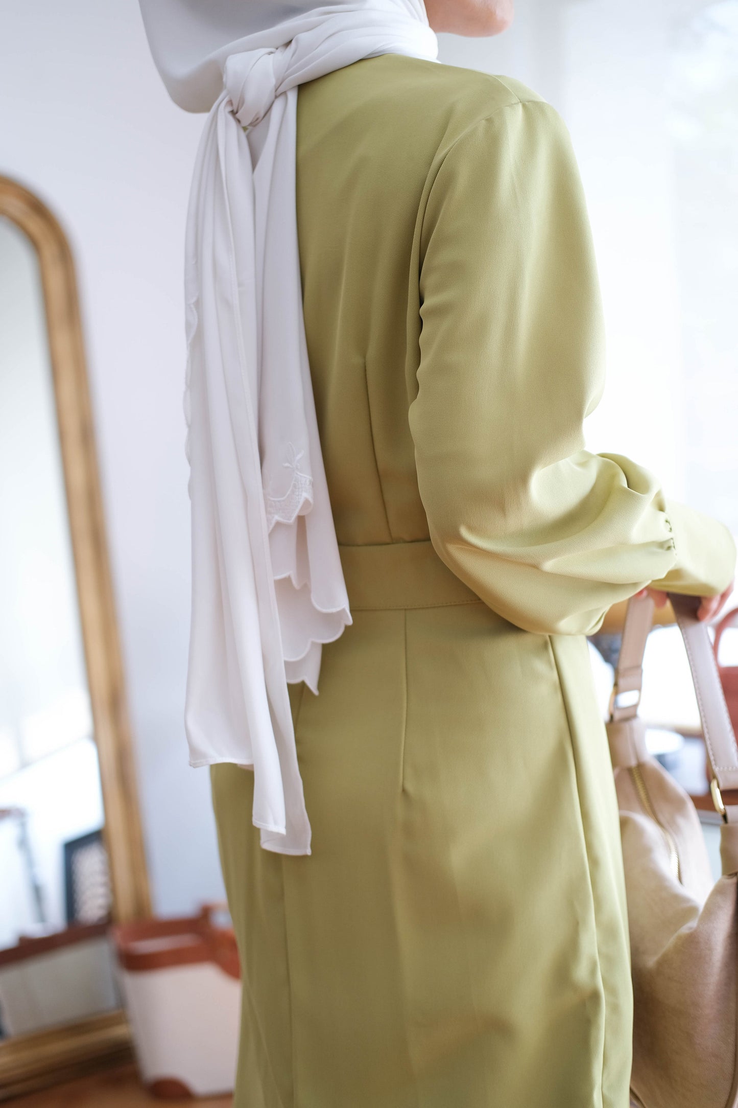 French Crossover V-neck Long Sleeve Dress