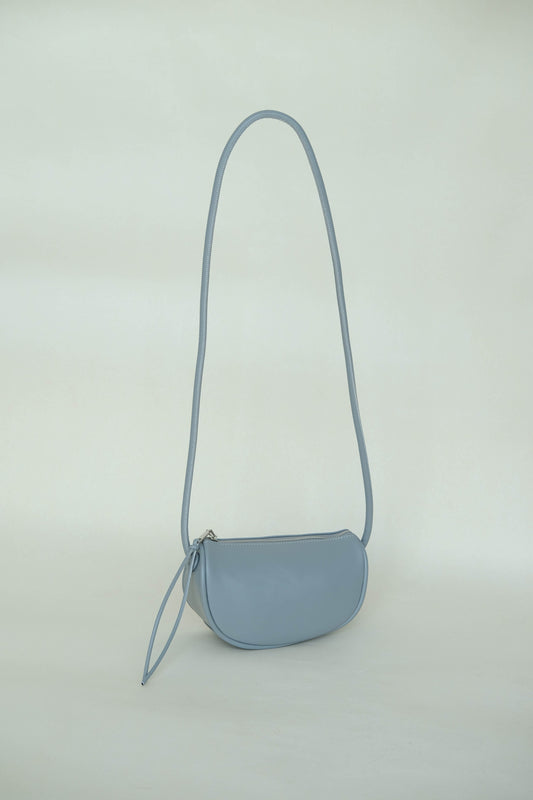 Half-moon Saddle Shoulder Bag in Grey Blue